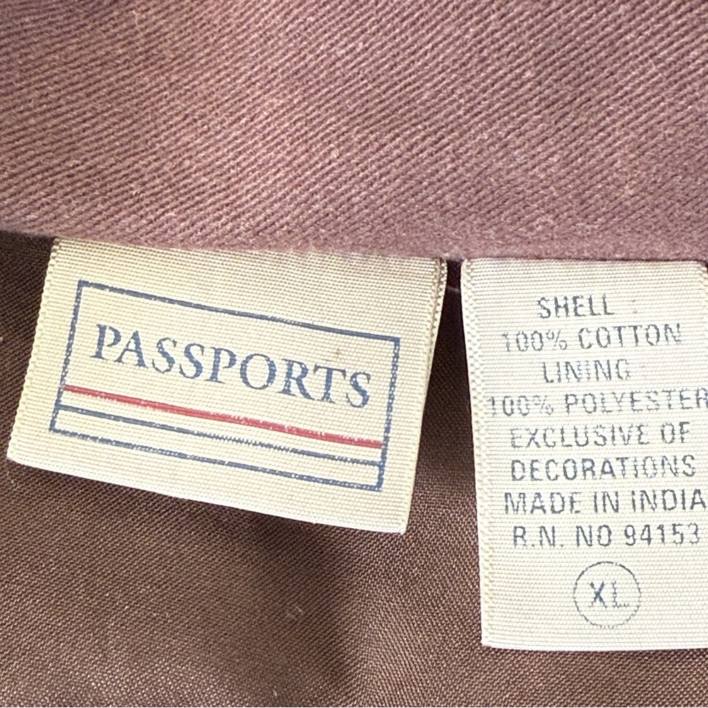 Passports Brown Beaded Jacket Size XL Floral Embroidery V-Neck Boho Artsy Casual - Picture 12 of 12